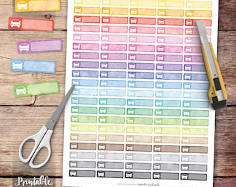Car Printable Planner Stickers, Road Trip Stickers, Travel Stickers, Watercolor Stickers, Erin Condren Planner Stickers, Cut File