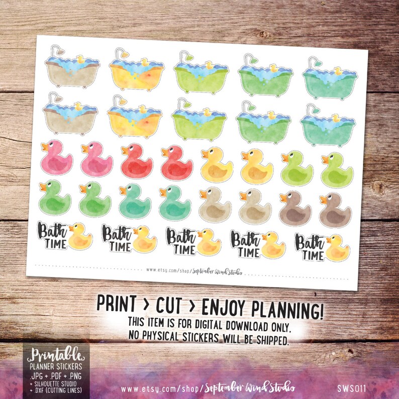 Bath Time Printable Planner Stickers Scrapbooking Printable | Etsy