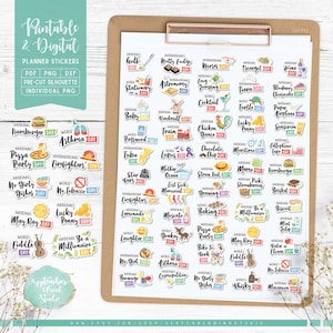 Pegatinas imprimibles y digitales para planificadores de May Wacky Holidays, PNG precortado, PDF imprimible, Silhouette Studio, Cricut, PNG individual