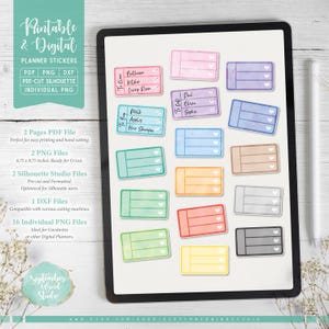 Blanko Checklist druckbare & digitale Planer Aufkleber, druckbare PDF, Cricut PNG, Pre-Cropped PNG, Journal Stickers, Goodnotes, Erin Condren