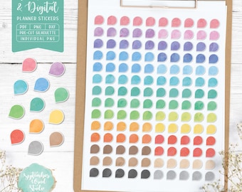 Pegatinas de planificador con forma de lágrima: imprimibles y digitales (PDF, Cricut, Silhouette Studio, PNG precortado para Goodnotes)