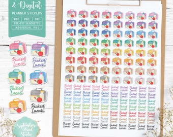 Packed Lunch Planner Stickers, Printable & Digital (PDF, PNG)
