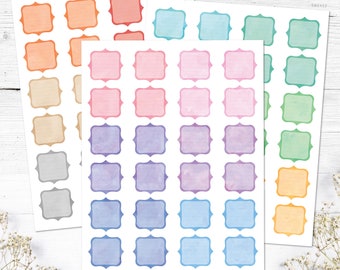 Watercolor Frame Label Stickers: Printable & Digital (PDF, Cricut, Silhouette Studio, Pre-Cropped PNG for Goodnotes)