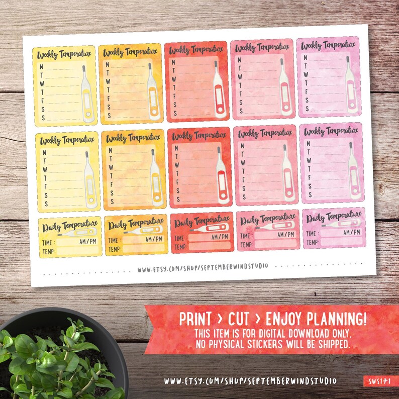 Weekly Temperature Printable Planner Stickers Erin Condren | Etsy