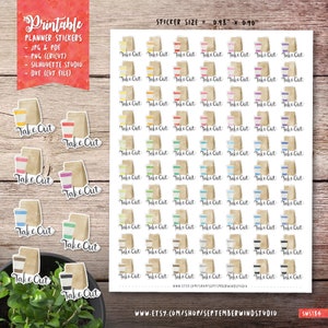 Take Out Printables Planner Stickers, Take Out Watercolor Stickers, Erin Condren Sticker, Printable Stickers, Cut File