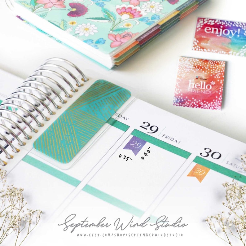 Date Flags Printable Planner Stickers Date Cover Watercolor - Etsy