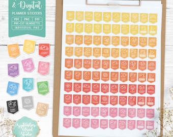 Weerpictogrammen plannerstickers, Sunny Rainy Cloud, digitale download