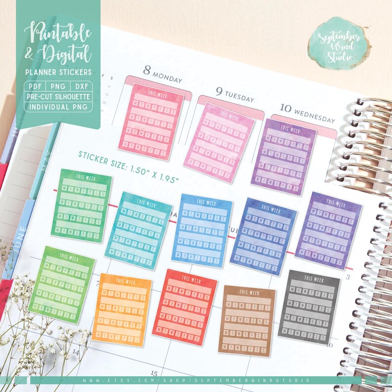 Weekly Habit Tracker Stickers: Printable Planner Stickers (digital ...