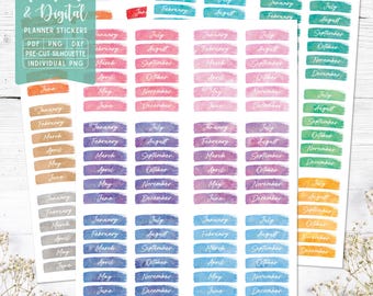 Month Covers Planner Stickers: Printable & Digital (PDF, Cricut, Silhouette Studio, Pre-Cropped PNG for Goodnotes)