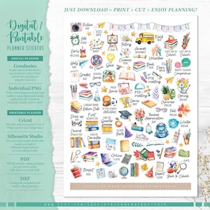 Pegatinas para agenda escolar: imprimibles y digitales (PDF, Cricut, Silhouette Studio, PNG precortado para Goodnotes)