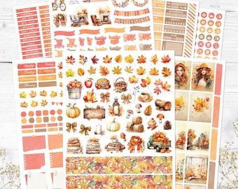 Pegatinas de otoño para planificador: imprimibles (PDF, Cricut PNG, Silhouette Studio)