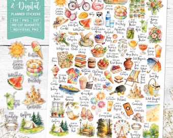 June Bucket List Printable & Digital Planner Stickers