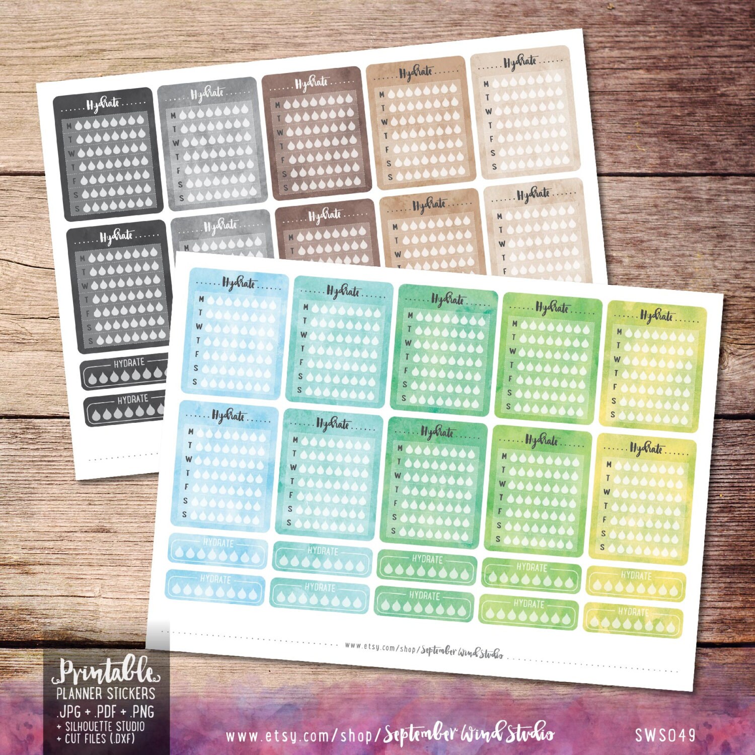 Hydrate Printable Planner Stickers Erin Condren Planner | Etsy