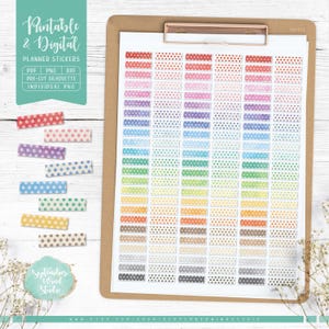 Afdrukbare plannerstickers Washi Tape, digitale stickers Washi Tape, voorgesneden png, afdrukbare pdf, Silhouette Studio, Cricut png