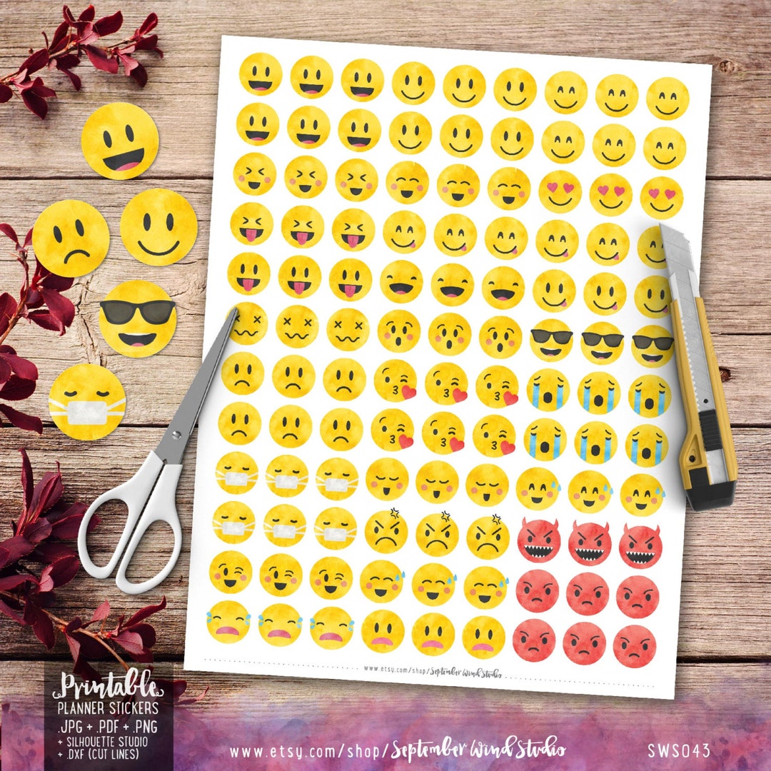 Emotion Printable Planner Stickers, Emotion Stickers, Emoji Stickers ...