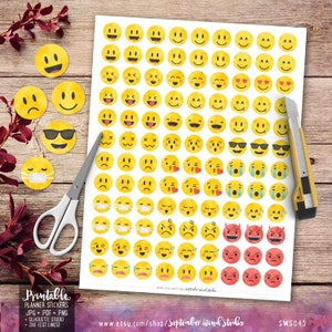 Emotion Printable Planner Stickers, Emotion Stickers, Emoji Stickers, Erin Condren Planner Stickers, Cut File