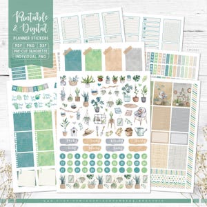 Bohotuin afdrukbare en digitale plannerstickers, weekpakket, afdrukbare pdf, Cricut png, individuele png, dagboekstickers, goodnotes