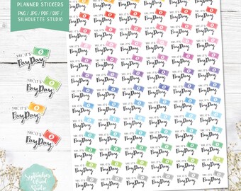 Payday Printable Planner Stickers, Watercolor Payday Stickers, Erin Condren Planner Stickers