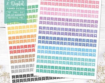 Datumvlaggen plannerstickers: afdrukbaar en digitaal (pdf, Cricut, Silhouette Studio, voorgesneden png-bestand voor Goodnotes)
