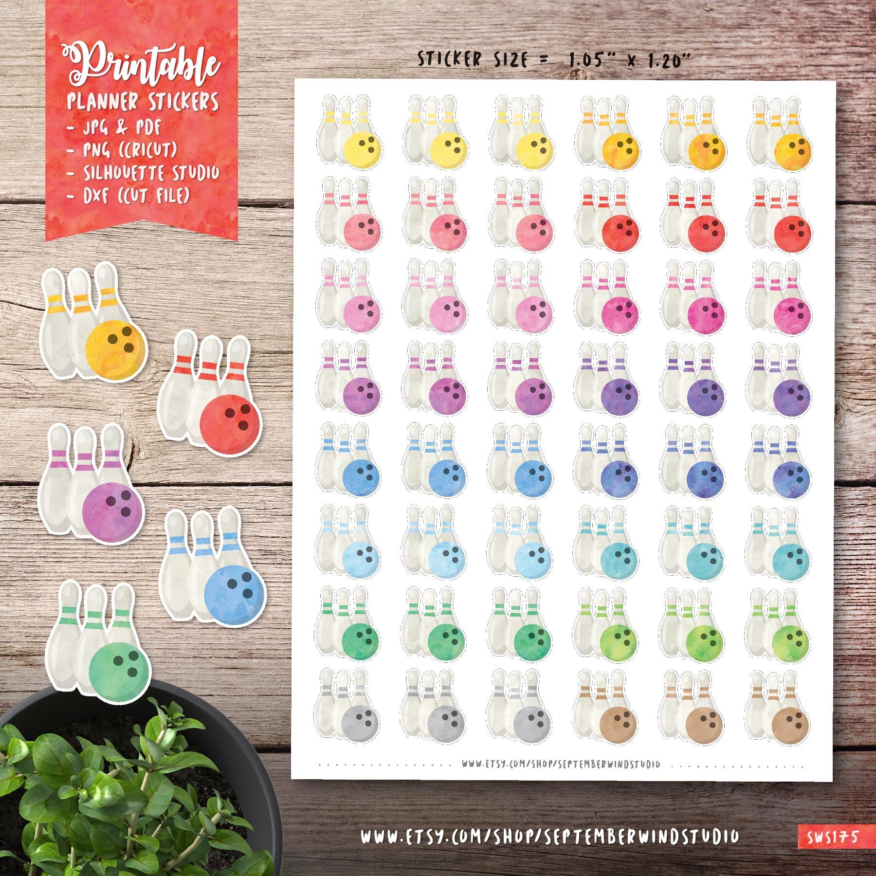 Bowling Printable Planner Stickers Bowling Stickers | Etsy