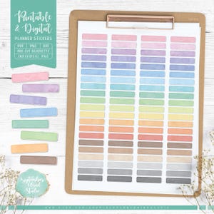 Blanco label afdrukbare plannerstickers, kleine plannerstickers, aquarel labelstickers, digitale stickers, Erin Condren, gesneden bestand