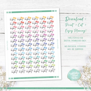 Payday Printable Planner Stickers, Watercolor Payday Stickers, Erin Condren Planner Stickers image 2