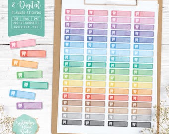 Stickers afspraakplanner tandarts: afdrukbaar en digitaal (pdf, png)