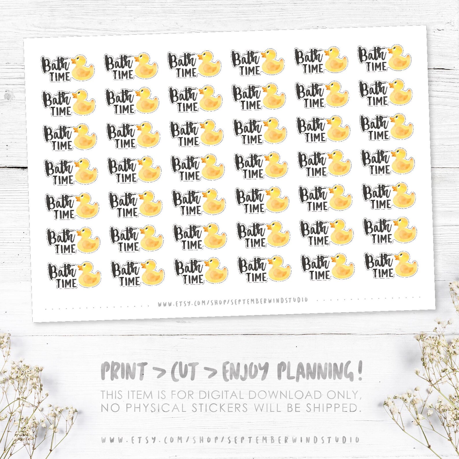 Bath Time Printable Planner Stickers Rubber Duck Stickers | Etsy