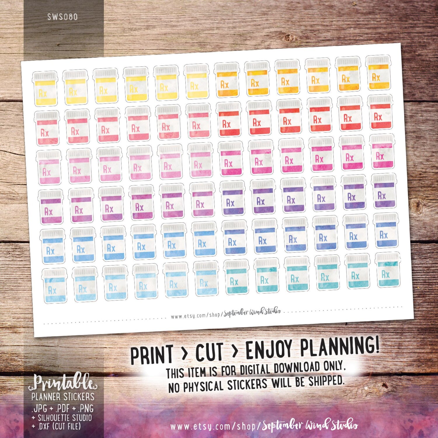 Pill Bottle Printable Planner Stickers Pill Stickers - Etsy