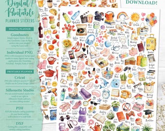 Everyday Life Planner Stickers: Printable & Digital (PDF, Cricut, Silhouette Studio, Pre-Cropped PNG for Goodnotes)