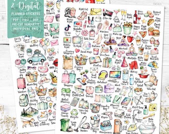 Everyday Life Planner Stickers: Printable & Digital (PDF, Cricut, Silhouette Studio, Pre-Cropped PNG for Goodnotes)