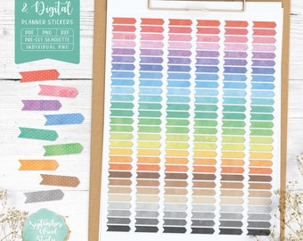 Watercolor Ribbon Banner Planner Stickers (Digital Download)