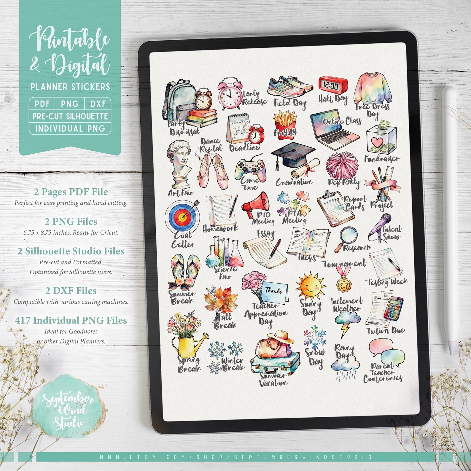 Back to School Printable & Digital Planner Stickers - Etsy