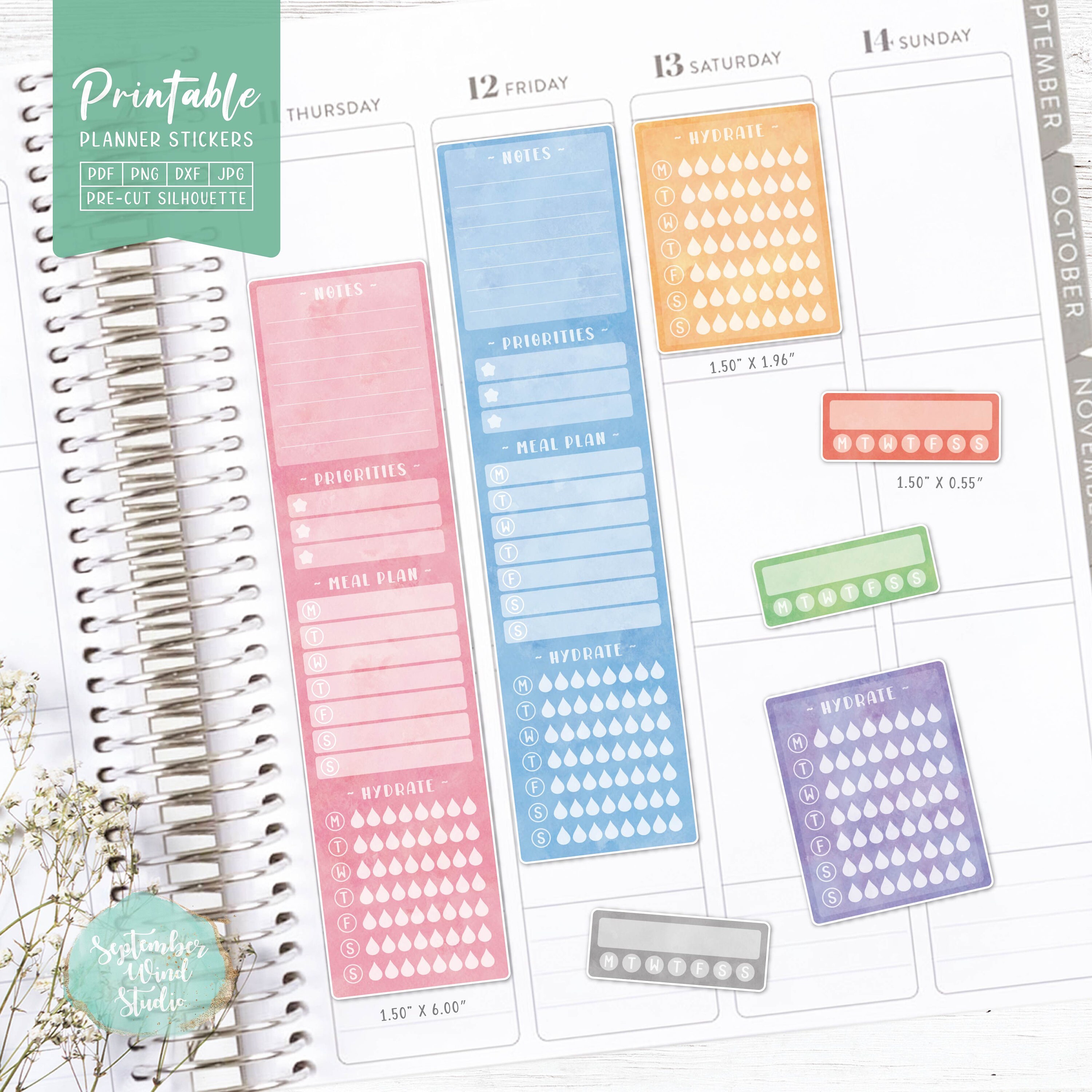 Sidebar Planner Stickers: Printable & Digital (PDF, Cricut, Silhouette ...