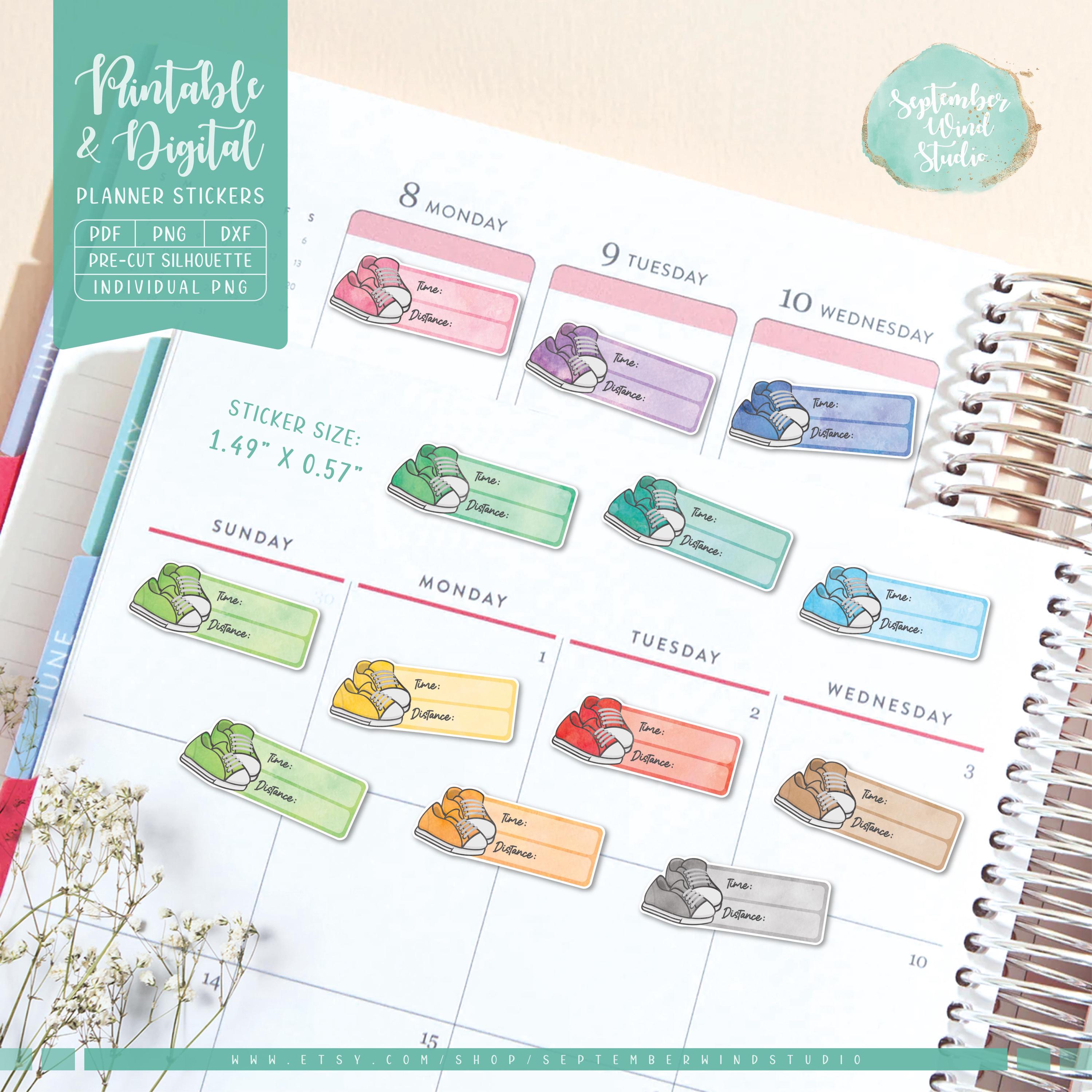 Tracable Stickerdds Prinable Running Tracker Stickers: Printable & Digital (PDF, Cricut PNG ...