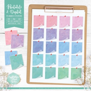 Notes Printable Planner Stickers, Notes Digital Stickers, Notes Labels, Pre-Cropped PNG, Printable PDF, Silhouette & Cricut Files