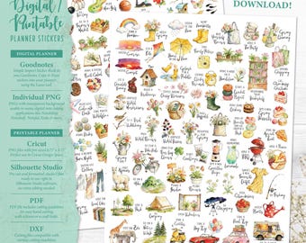 Spring Bucket List Planner Stickers: Digital & Printable (Goodnotes, Cricut, PDF, Silhouette Studio, Individual PNG)