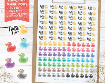 Bath Time Printable Planner Stickers, Rubber Duck Stickers, Bath Stickers, Functional Stickers