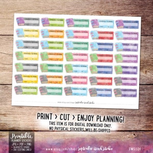 Reading Printable Planner Stickers, Watercolor Reading Stickers ...