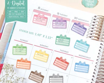 Goals Planner Stickers: Printable & Digital (PDF, Cricut, Silhouette Studio, Pre-Cropped PNG for Goodnotes)
