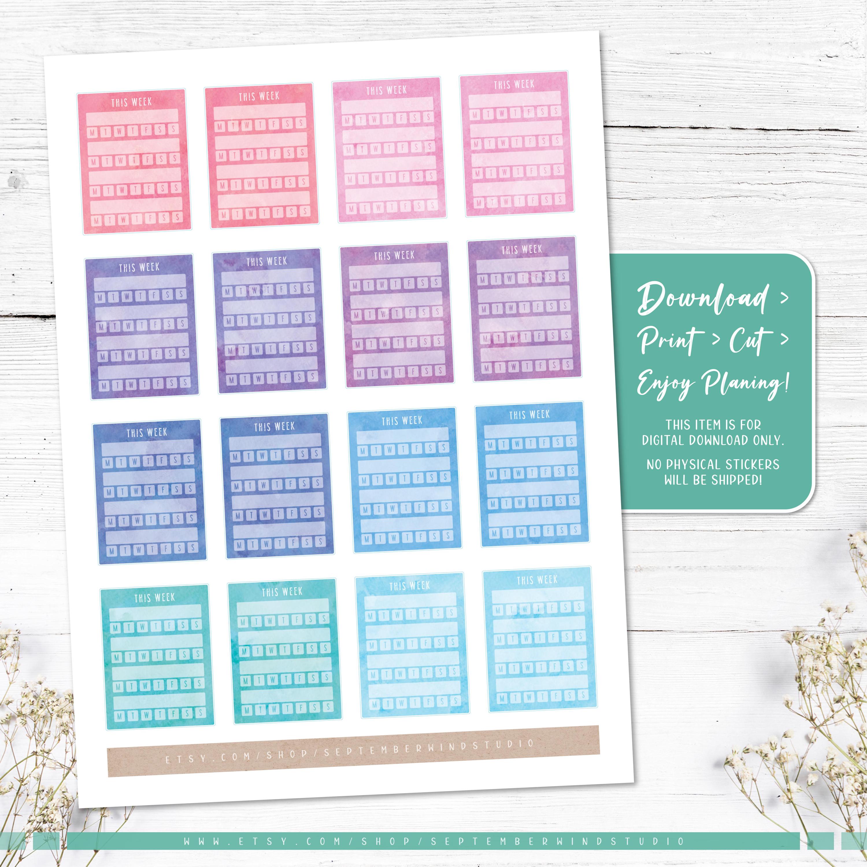 Weekly Habit Tracker Stickers: Printable Planner Stickers (digital ...