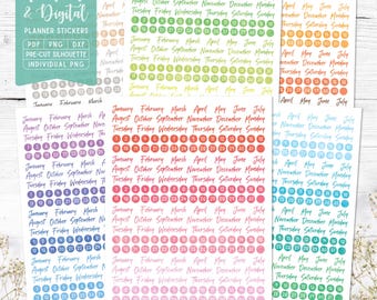 Date Cover Planner Stickers: Printable & Digital (PDF, Cricut, Silhouette Studio, Pre-Cropped PNG for Goodnotes)