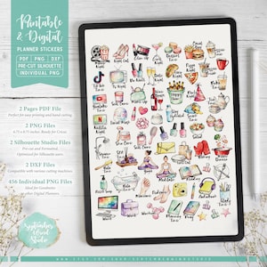 Pegatinas para agendas diarias: imprimibles y digitales (PDF, Cricut, Silhouette Studio, PNG precortado para Goodnotes) imagen 2