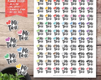 Me Time Printable Planner Stickers, Watercolor Stickers, Me Time Planner Stickers, Erin Condren Planner Stickers, Cut Files