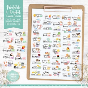 Pegatinas imprimibles y digitales para planificadores de vacaciones de julio, PNG precortado, PDF imprimible, Silhouette Studio, Cricut, PNG individual