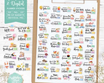 Wacky Holidays Planner Stickers: July Calendar, Scrapbooking (Printable & Digital PDF)
