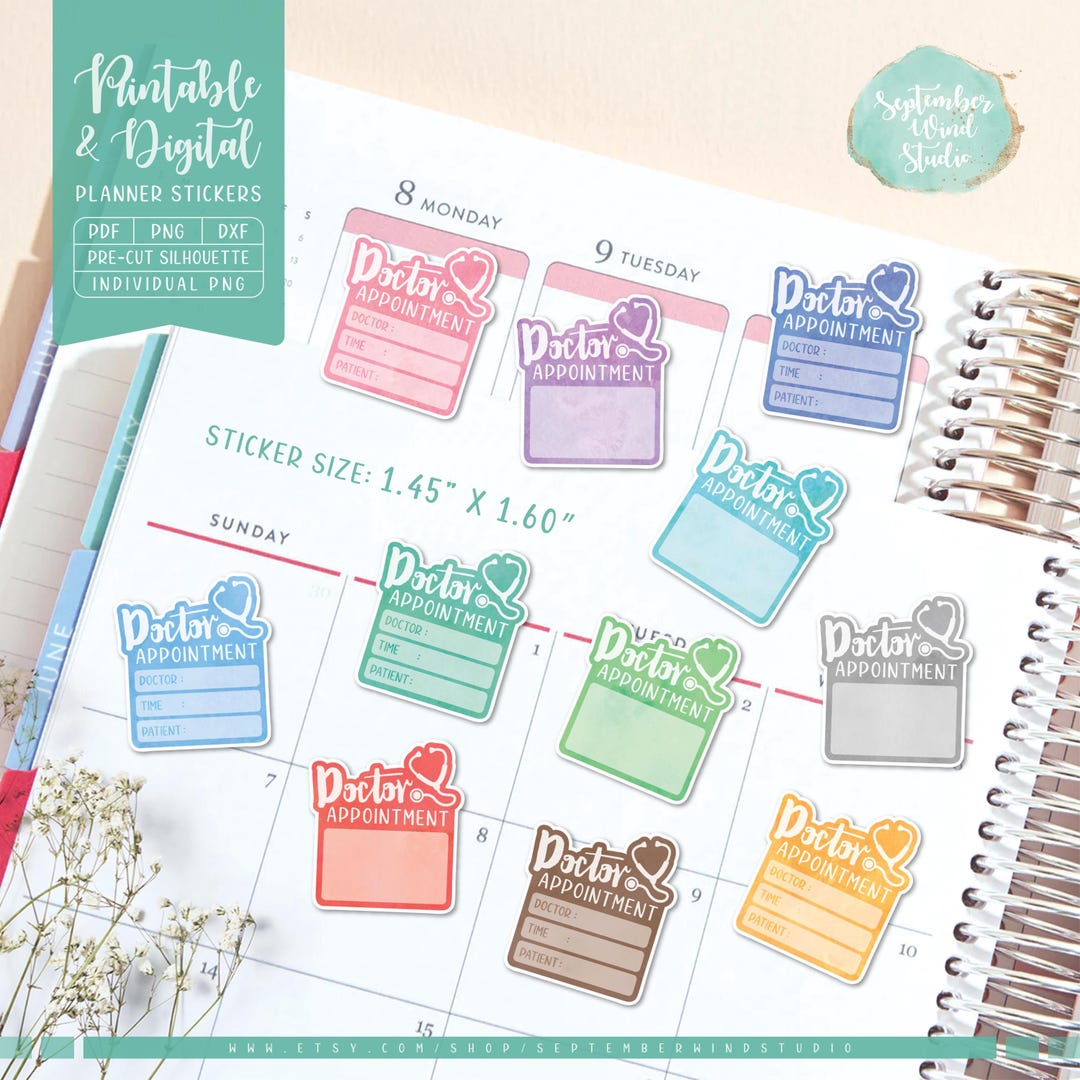Doctor Appointment Printable Planner Stickers, Doctor Planner Stickers ...