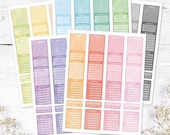 Sidebar Printable Planner Stickers, Watercolor Stickers, Erin Condren Planner Stickers, Cut Files