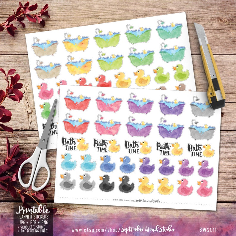 Bath Time Printable Planner Stickers Scrapbooking Printable | Etsy