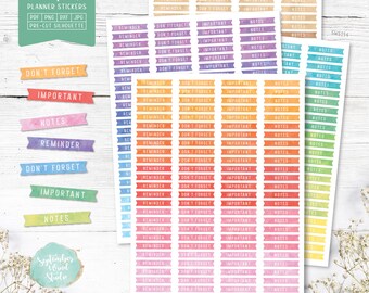 Blank Headers Printable Planner Stickers, Watercolor Header Stickers ...
